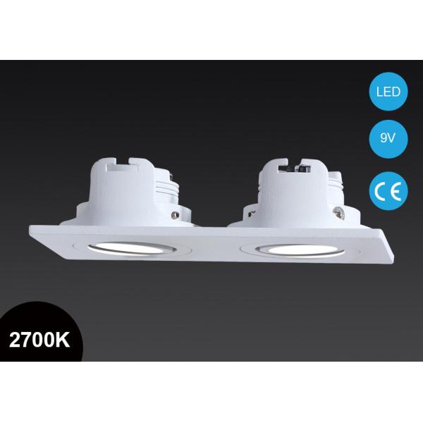 Double Heads 2*3.5W Square COB Adjustable Led Downlights Pure Aluminum / Cut Out