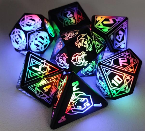 Light Up DND Dice Rechargeable With Charging Box 7 PCS LED Electronic Dice For