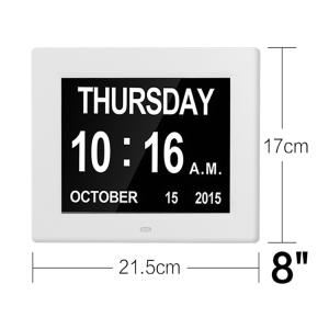 China 8 Inch Video Brochure Card LED Digital Desk Electronic Perpetual Calendar Alarm Day Clock White Color/UL Adapter/Extra l on sale