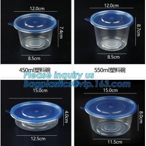 550ml Microwavable Plastic Disposable Food Packaging Container Rice Bowls For