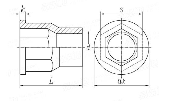 Yellow Zinc Carbon Steel M6 Flat Round Head Half Hex Rivet Nut for Internal and External