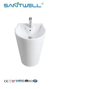 China Suppliers Great Quality Ceramic Pedestal Basins White Color With Overflow Hole Fixing To Wall