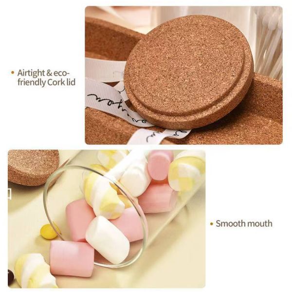 IKOO Rectangular Glass Jar with Cork Lid and Tray - High Borosilicate Glass Storage Jar for 300ml and 715ml Kitchen and Bathroom Accessories