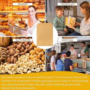 BOPP Sealable Greaseproof Flat Brown Kraft Paper Food Bags Pouch For Bakery