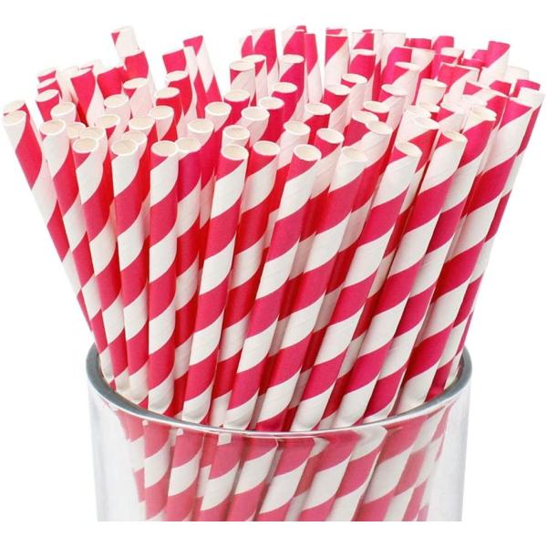 Good Striped 8.25" Bamboo Disposable Paper Straws