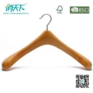 China Betterall Pearl Nickle Hook Natural Beech Wood Coat Hanger on sale