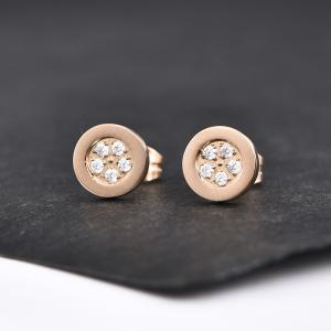 High Quality Rose Gold Plated Round Shape CZ Stud Earring Body Piercing Jewelry