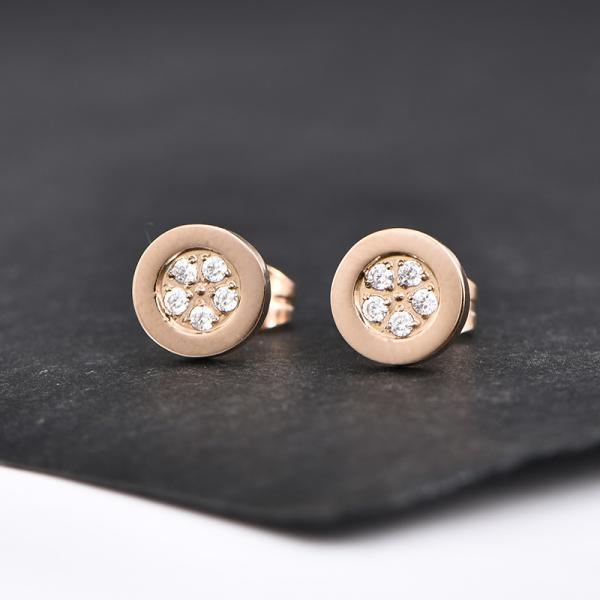 High Quality Rose Gold Plated Round Shape CZ Stud Earring Body Piercing Jewelry Earrings
