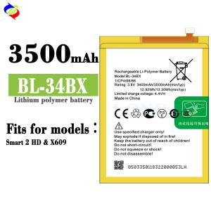 BL-34BX li-ion phone battery for Infinix Smart 2 HD X609 3.8V 3500mAh in White