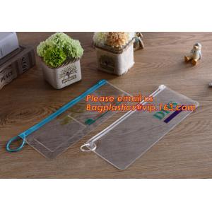 Simple clear Plastic PVC A4 file bag with zipper, pvc Zip lockk file bag, Custom