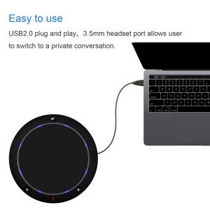 Omnidirectional USB Conference Call Speakerphone For 10m2-15m2 Meeting Room