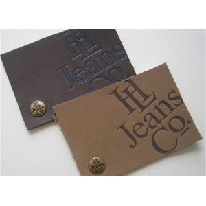 Durable Adhesive Jeans Leather Patch Labels , Custom Leather Shoulder Patches