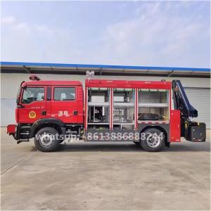 SITRAK 4X2 Double Row Rescue Fire Truck With Crane Lighting Breaking Life Rescue