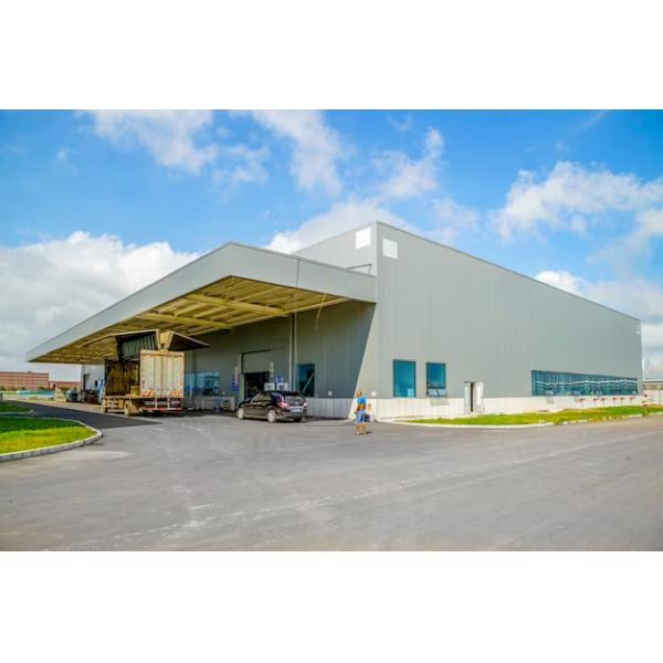 Fast Install Prefab Metal Warehouse Wind Resistance With Sandwich Panel Roof