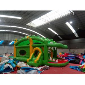 Green Crocodile Bounce House 0.55mm PVC Material Reinforcements For Zipper