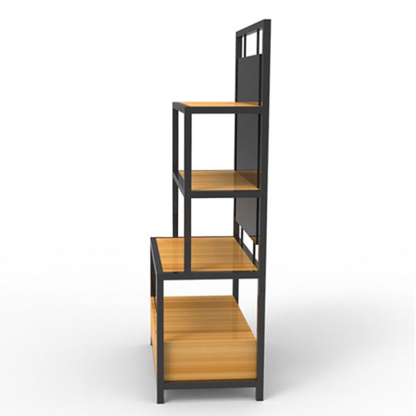 Length 650mm Width 350mm Iron And Wood Shelves , Iron And Wood Bookshelf Black