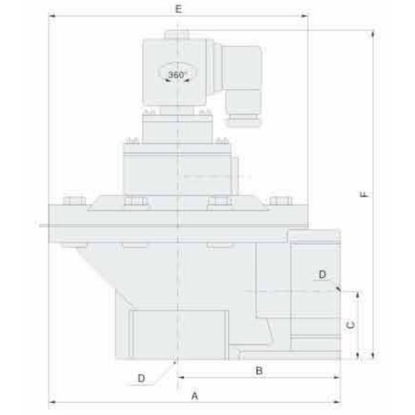 Aluminum D Type Pneumatic Pulse Valve Right Angle DN20 ~ DN62 For Machinery