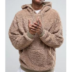 Oversize Xxxxl Plain Thick Heavyweight Sherpa Lined Hoodie Soft Touch Brown