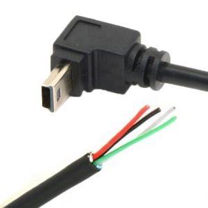 OEM 0.5M 1M 90 Degree Up Down Left Right Angle Mini USB to Open 4 Wires End