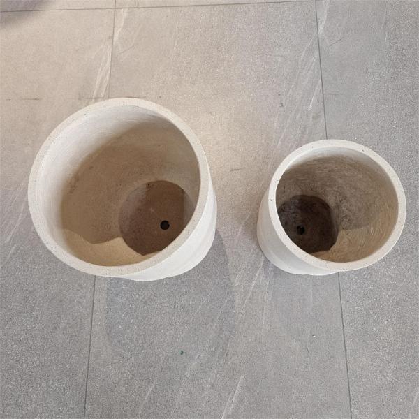 Modern Indoor Outdoor Fiber Clay Planter Round 22 Lb With Drainage Hole