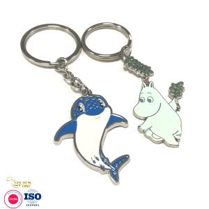 Enamel Personalized Metal Keychain Round Double Sided Chrome Plated Circle