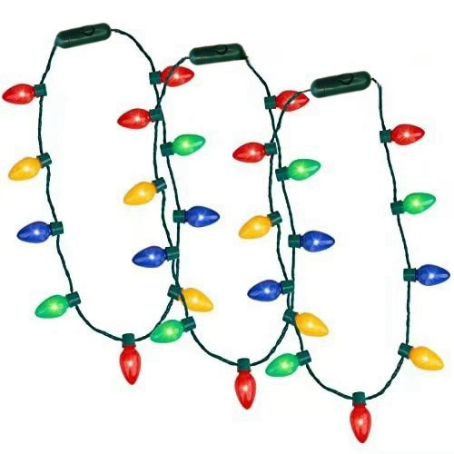 Three adjustable brightness neck hanging light necklaces suitable for various