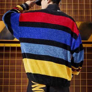 small quantity clothing manufacturer Drop Shoulder Graffiti Rainbow Striped