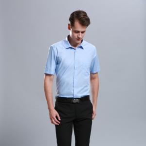 Blue Breathable Office Work Uniforms Plus Size New Design Yarn Dyed Technics