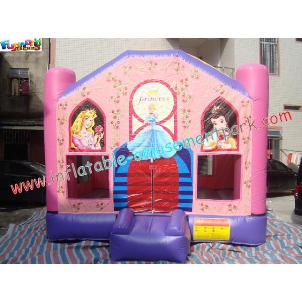 0.55mm PVC Tarpaulin Kids Pink Princess Inflatable Moonwalk Commercial Bouncy