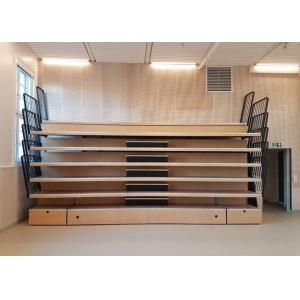 Elevated Telescopic Tribunes Retractable Bleacher Wall Attached Unit With Vertical Guardrail