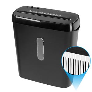 Cheap 6 Sheets Strip Cut Paper Shredder Machine WITH 8L Mini Basket Bin S636B for sale