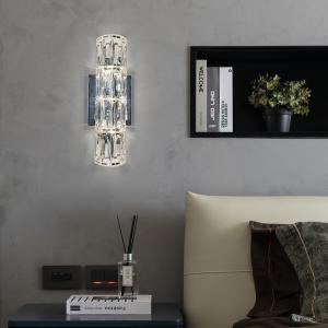 China JYLIGHTING Luxury K9 Crystal Light For Indoor Corridor Rooms Chrome Gold Led Light Source Stainless Steel Base Crystal Wall Lamp on sale