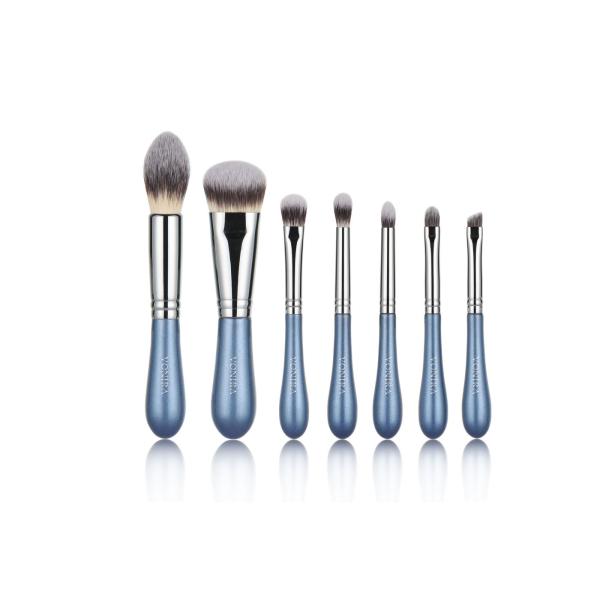 Quality 7 Piece Makeup Brush Travel Set With Eggplant Shape Handle wholesale