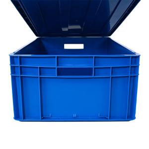 Transportation Stackable Plastic Storage Crate with Attached Lid and Customized