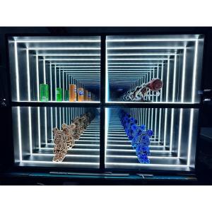 2024 Luxury Wooden LED Light Neon Mirror Display Case for Wall Mounted Wine