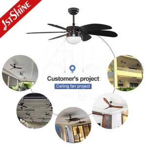 Restaurant Pull Chain Switch Ceiling Fan Six MDF Blades AC Motor