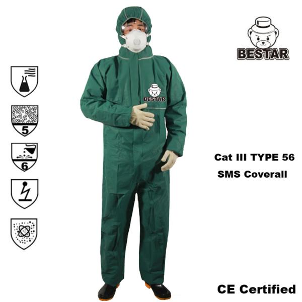 Quality Type 5 6 SMS Waterproof Disposable Coveralls Type 5 & 6 Suits With Hood For Asbestos wholesale