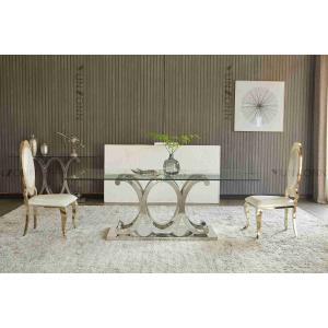 Modern 10 Seaters SS Dining Table With Tempered Glass Removable