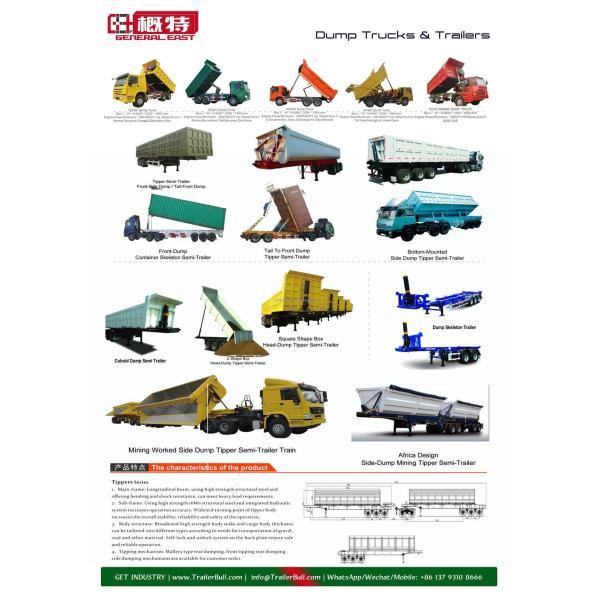 22 Cbm Solid Rounded Tipper Semi Trailer 2 Axles for Building Materials Truck Trailers