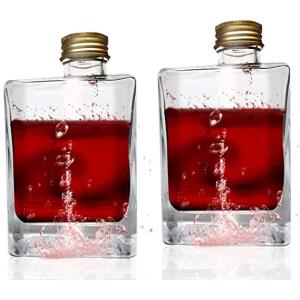 2 Packs Square Glass Bottles for Juice Beer Champagne Smoothies Soda Liquor Beverage