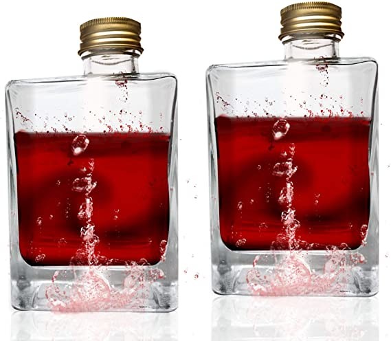 Quality 2 Packs Square Glass Bottles for Juice Beer Champagne Smoothies Soda Liquor Beverage wholesale