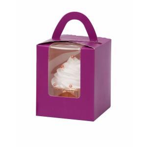 China 2.5 Inches Tall Custom Logo Transparent Plastic Cup Cake Box with Window Insert and Handle on sale