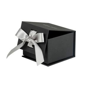 Cheap Custom Logo UV Coating Cardboard Flip Ring Earring Packaging Box with Ribbon Design for sale