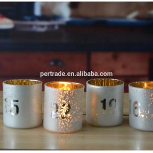 Electroplated Matte Glass Candle Holders With Morden Pattern