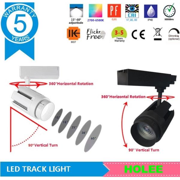 15W 4000K adjustable focal cree led track light 4 phase 5 years guarantee with