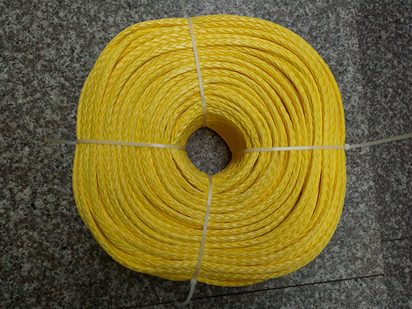 Sailboat Winch Towing Yellow UHMWPE Fiber Rope Hollow Braid 4mm 100 Meters