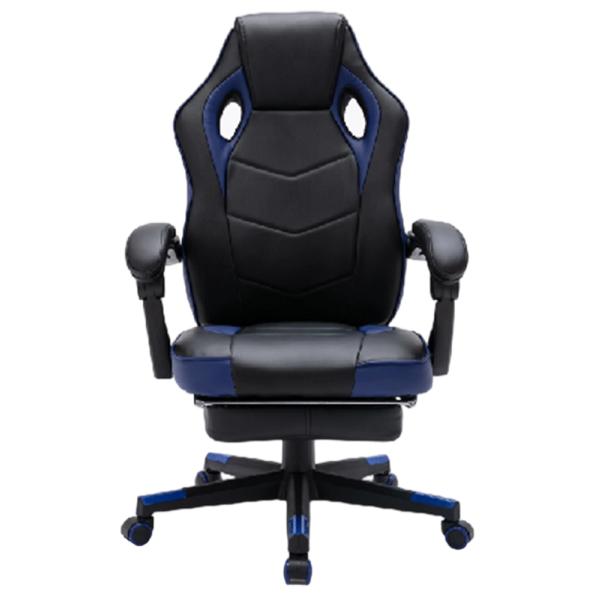 Ergonomic Gaming Chair with Built-in Footrest, 350mm Nylon Base, and Black PU