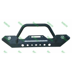 Cheap 07-16 Wrangler JK Black Textured Rock Crawler Car Front Bumper with LED Lights &amp; D-Ring &amp; Bulit-in Winch Mount for sale