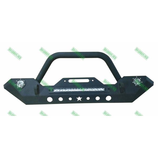 Quality 07-16 Wrangler JK Black Textured Rock Crawler Car Front Bumper with LED Lights & D-Ring & Bulit-in Winch Mount wholesale