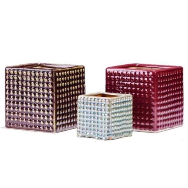 Quality Small Square 12x12x12cm Glazed Ceramic Indoor Pots wholesale